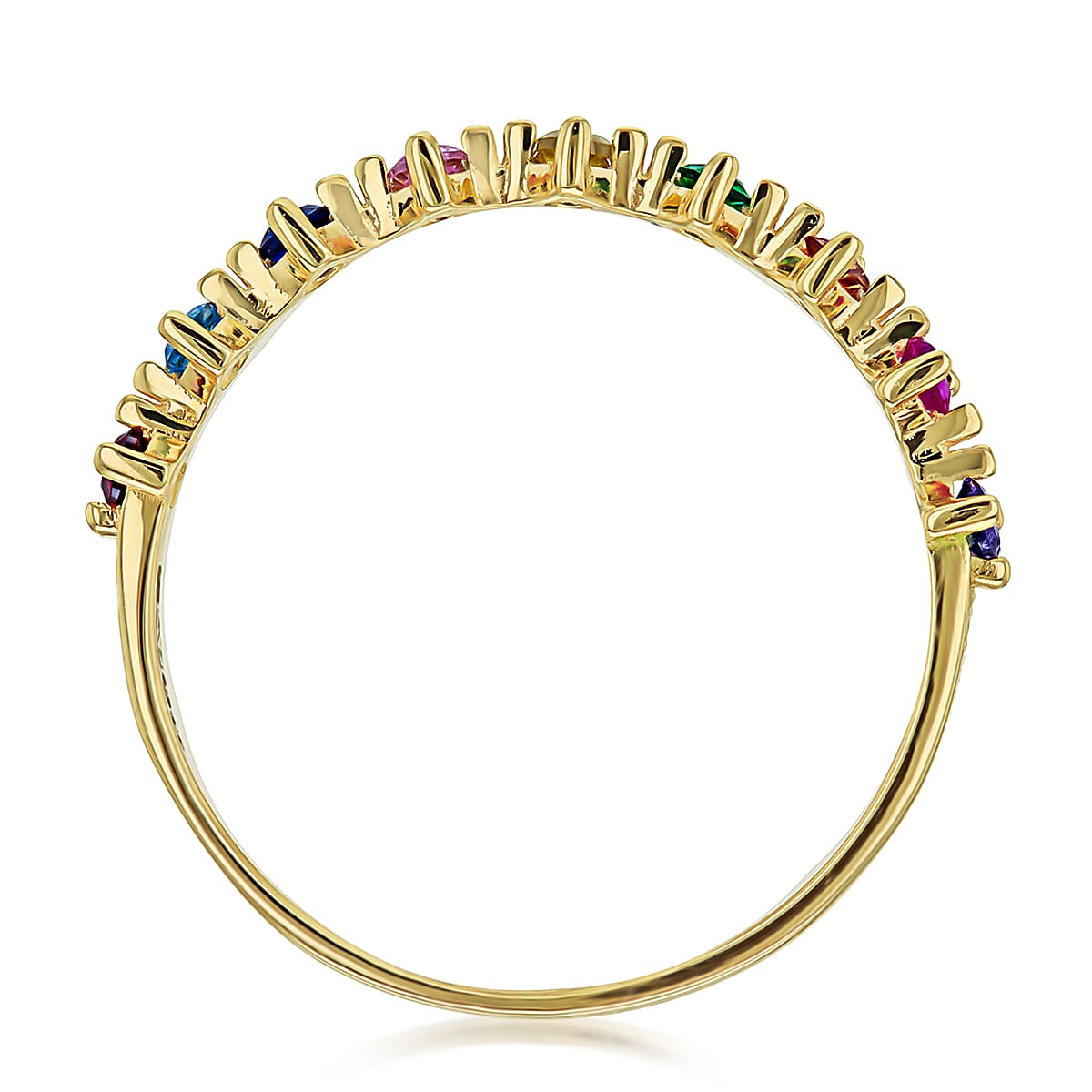 9K Yellow Gold  A   Multi Color Cubic Zirconia  Ring 0.03 pc,  Gold Wt. 1.1 Gms  0.030  Ct.