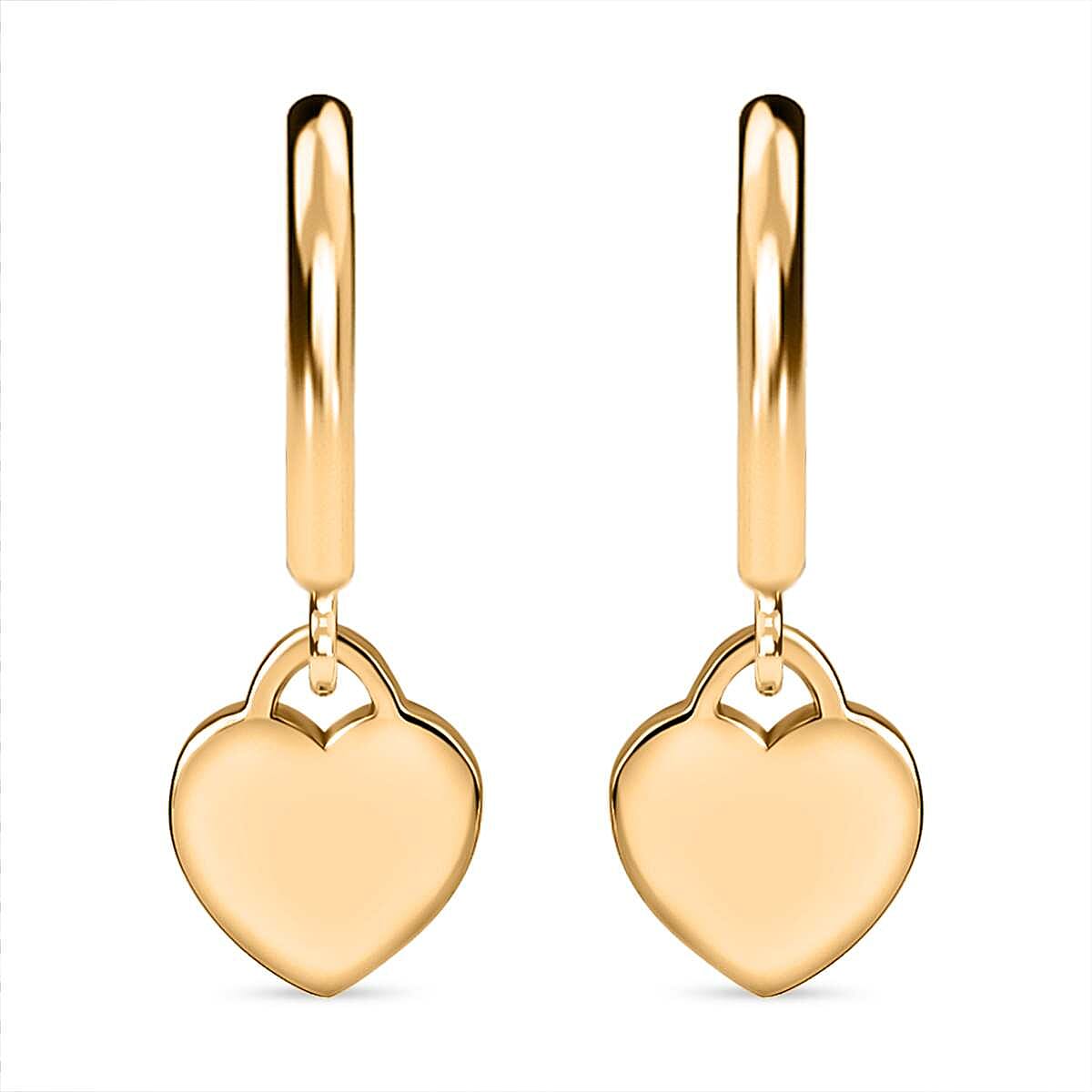 14K Gold Overlay Sterling Silver Dangling Heart Earrings