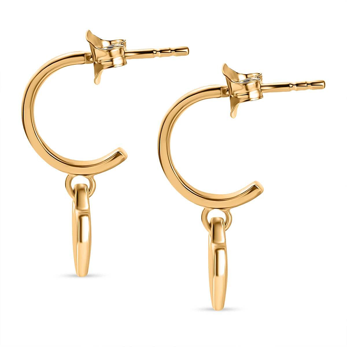 14K Gold Overlay Sterling Silver Dangling Heart Earrings