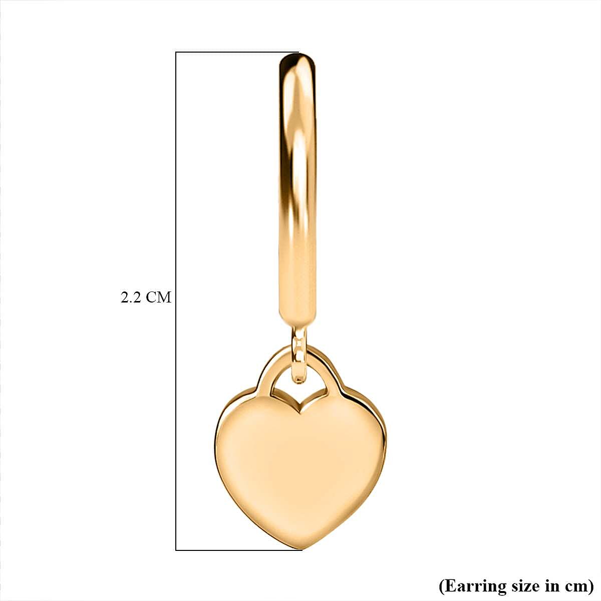 14K Gold Overlay Sterling Silver Dangling Heart Earrings