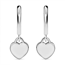 14K Gold Overlay Sterling Silver Dangle Heart Earrings