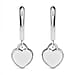 Platinum Overlay Sterling Silver Heart Dangle Earrings