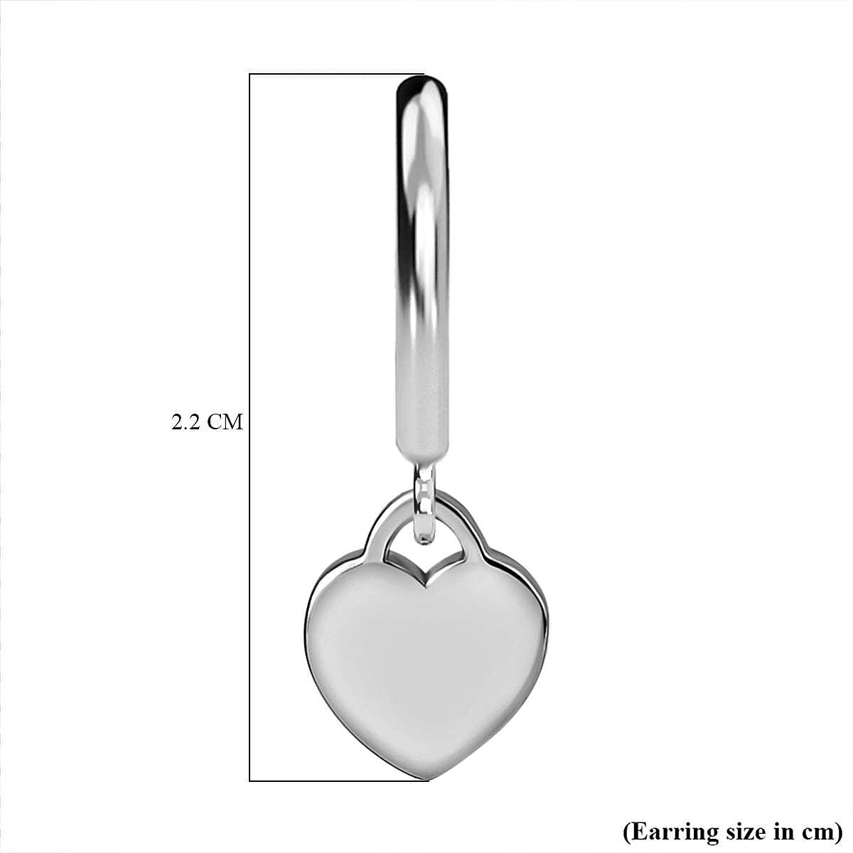 Platinum Overlay Sterling Silver Heart Dangle Earrings