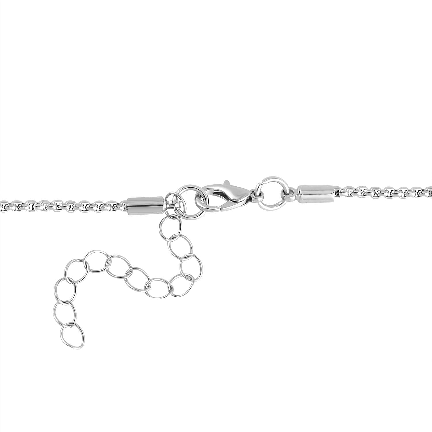 Blue & White Austrian Crystal Feather Necklace (Size - 24) in Silver Tone