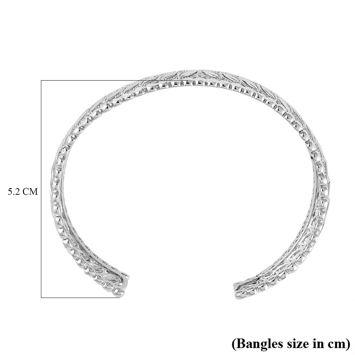 Engraved Leaf Cuff Adjustable Bangle (Size - 7)