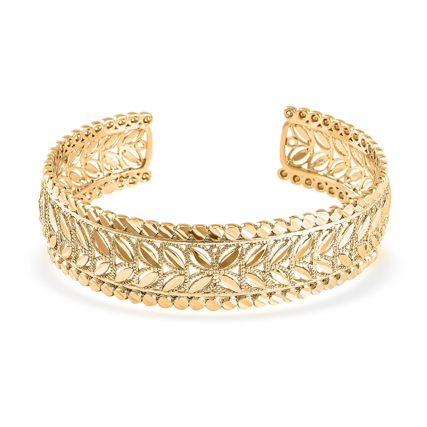 Engraved Leaf Cuff Adjustable Bangle