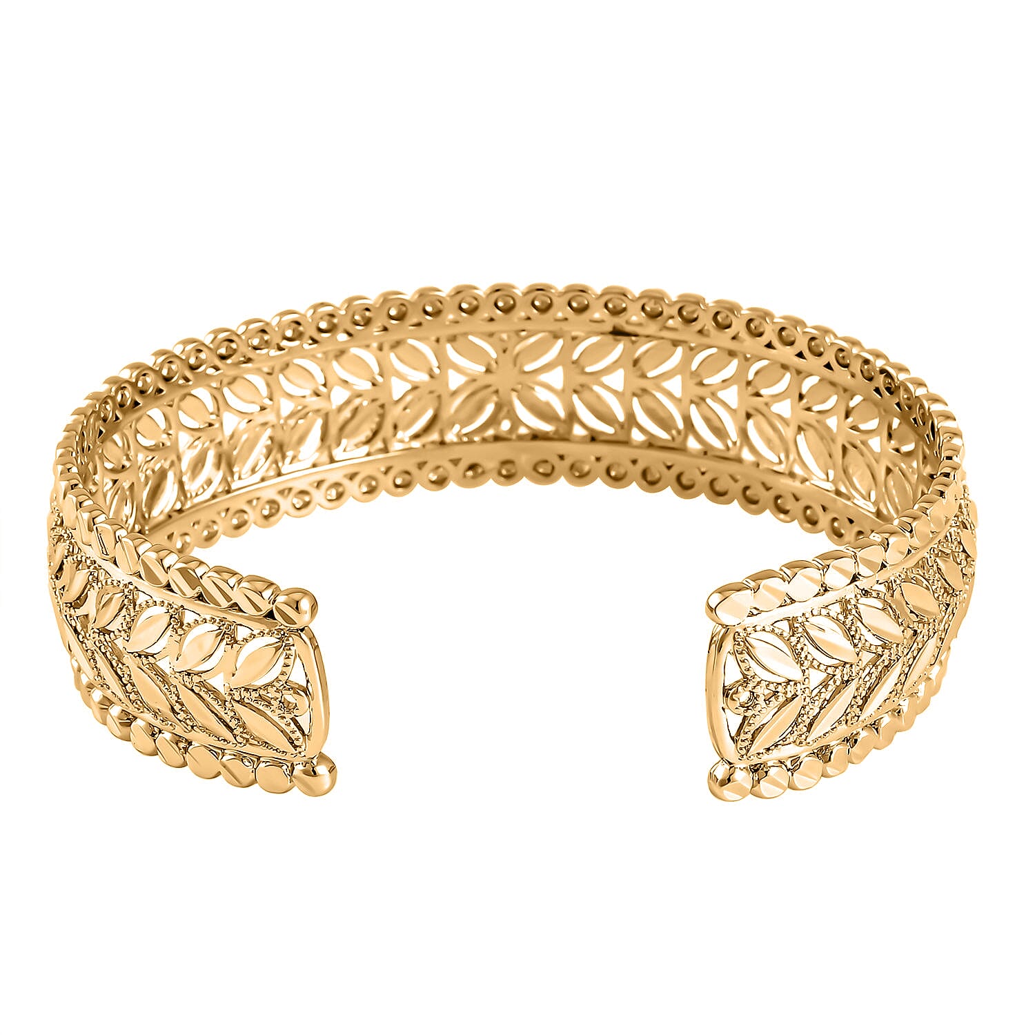 Engraved Leaf Cuff Adjustable Bangle