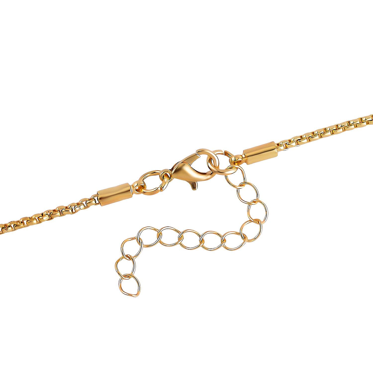 White Austrian Crystal Circle Necklace (Size - 24) in Yellow Gold Tone