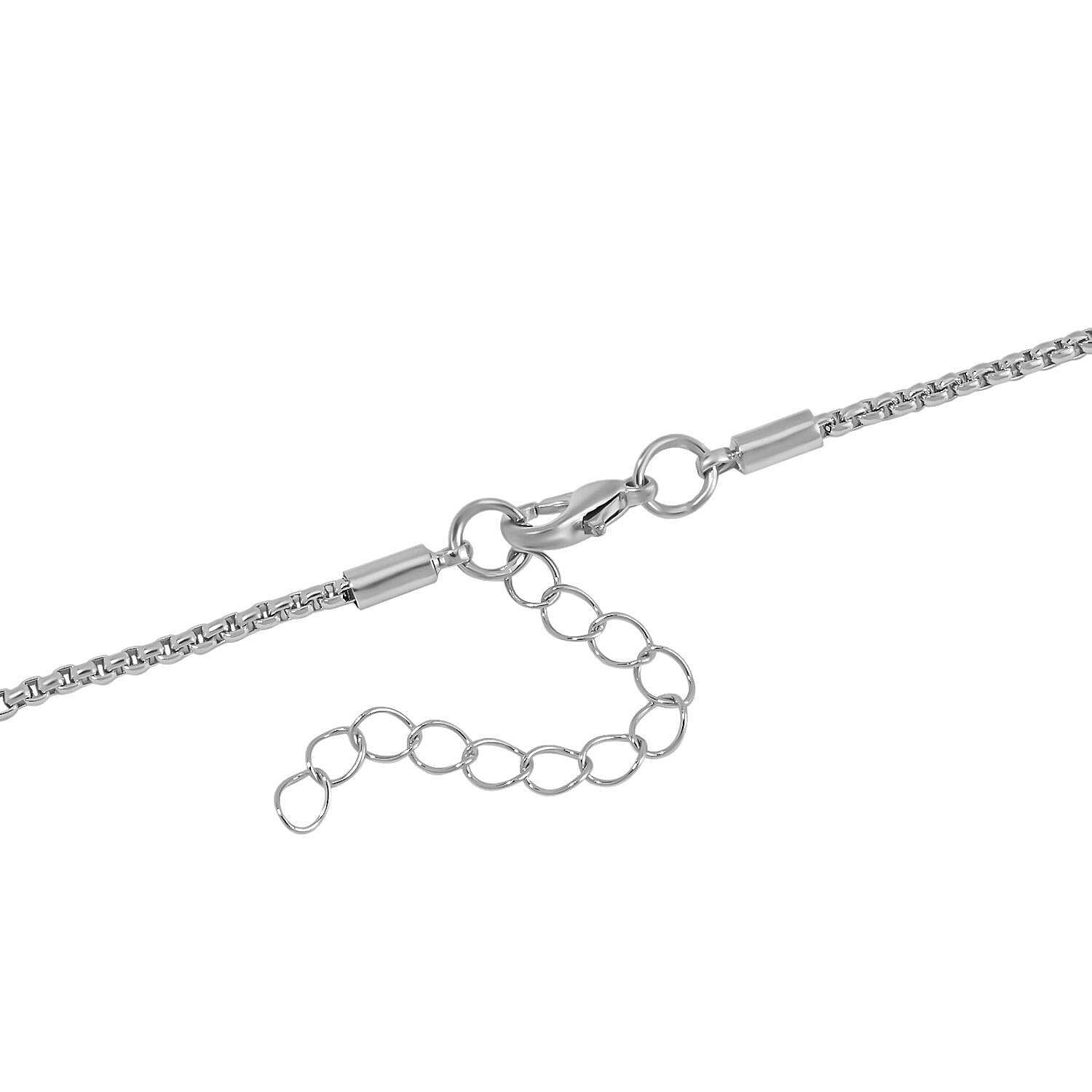 White Austrian Crystal Ball Necklace (Size - 24)-2 Inch Ext.) in Silver Tone