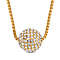 White Austrian Crystal Ball Necklace (Size - 24)-2 Inch Ext.) in Silver Tone