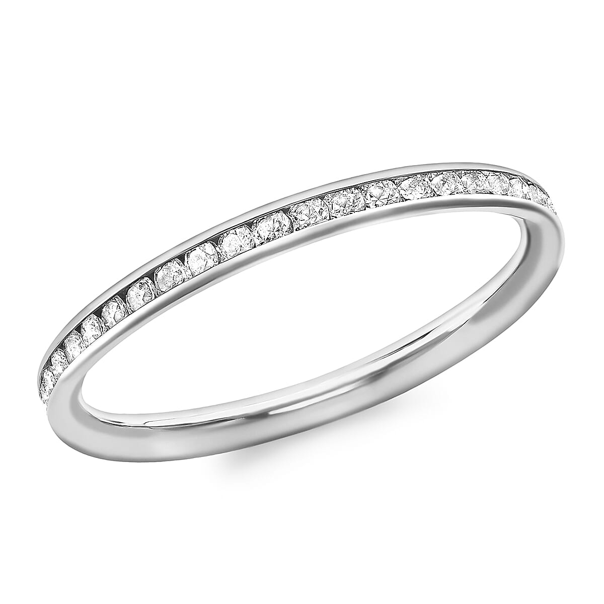 9K White Gold Finest CZ Wedding Band Ring