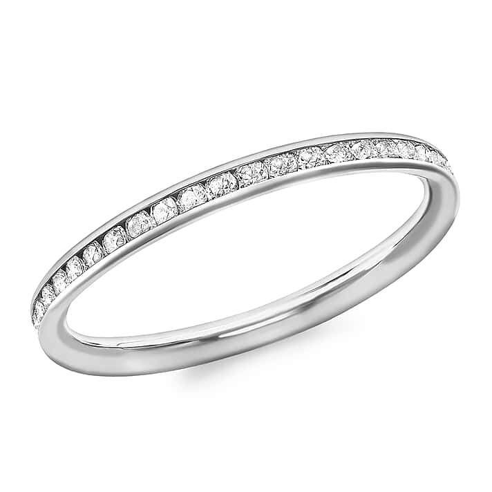 9K White Gold Finest CZ Wedding Band Ring