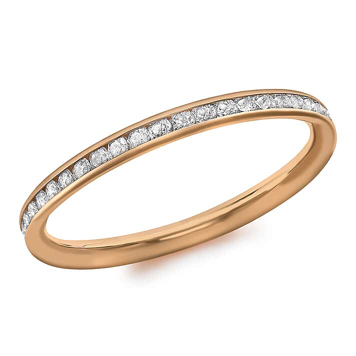 9K Rose Gold Finest CZ Wedding Band Ring