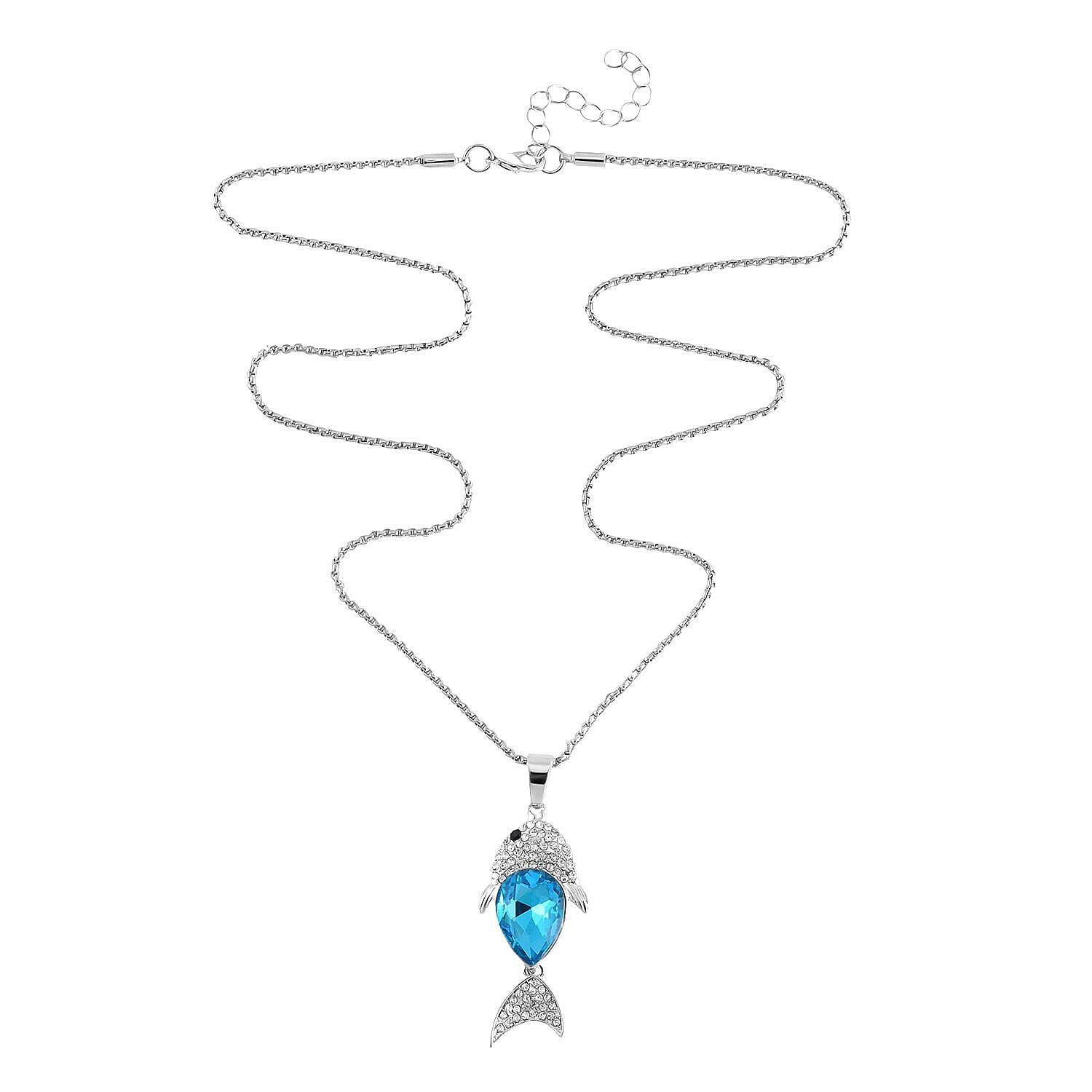 Multi Colour Crystal Fish Necklace (Size - 24)