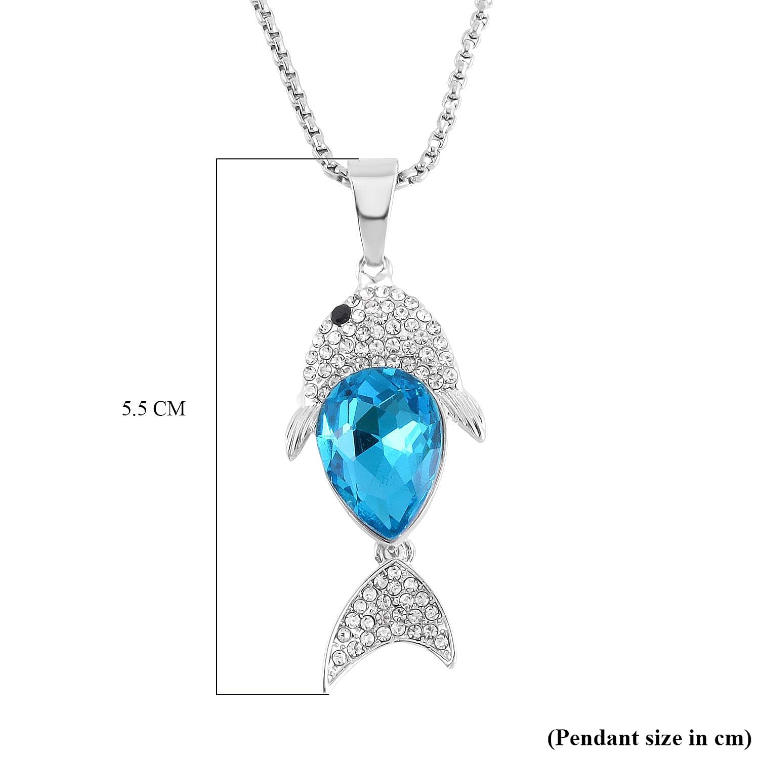 Multi Colour Crystal Fish Necklace (Size - 24)