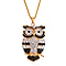 Close Out Deal- Multi Colour Austrian Crystal Enamelled Owl Necklace (Size - 24-2 Inch Ext.)