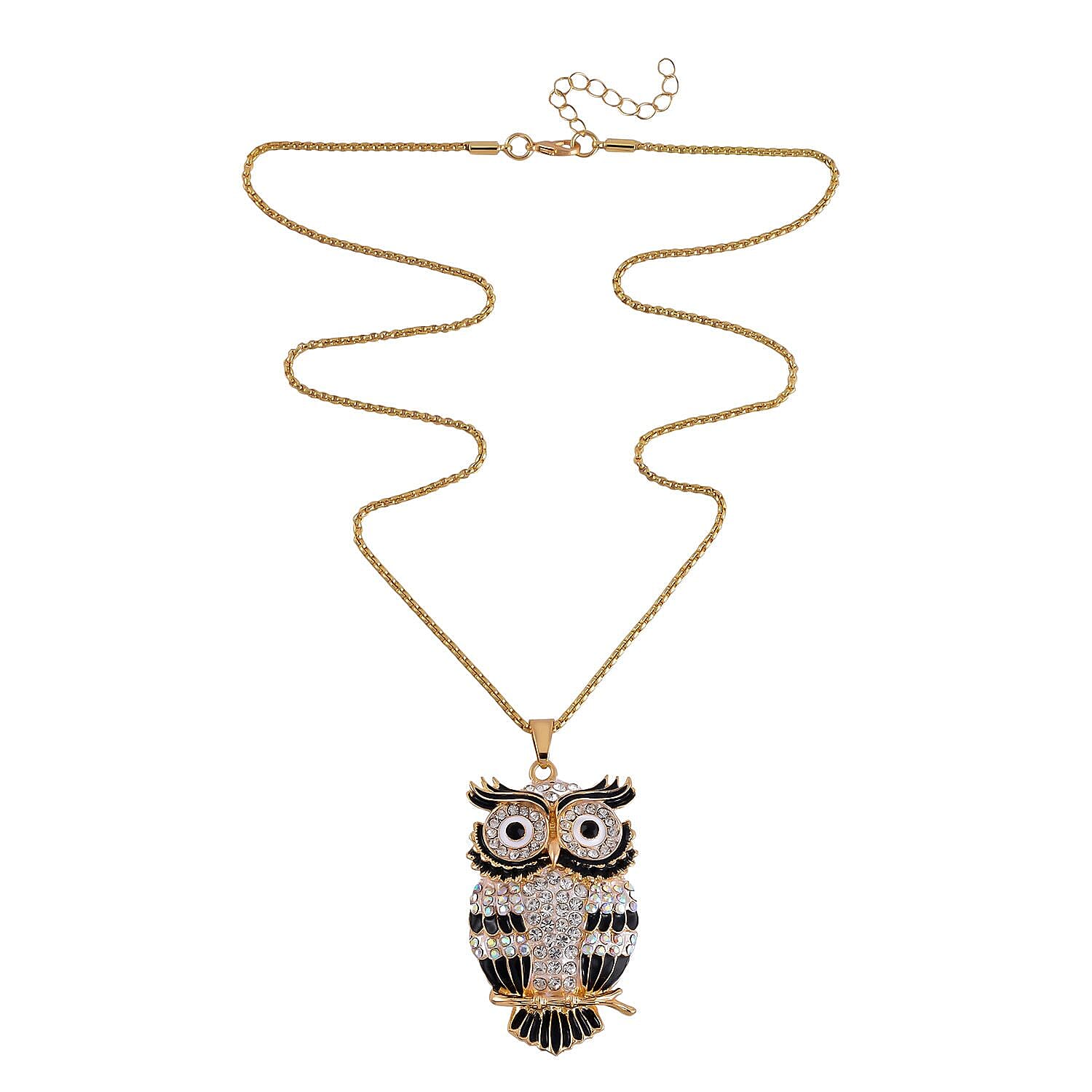 Close Out Deal- Multi Color Austrian Crystal Owl Necklace (Size - 24)