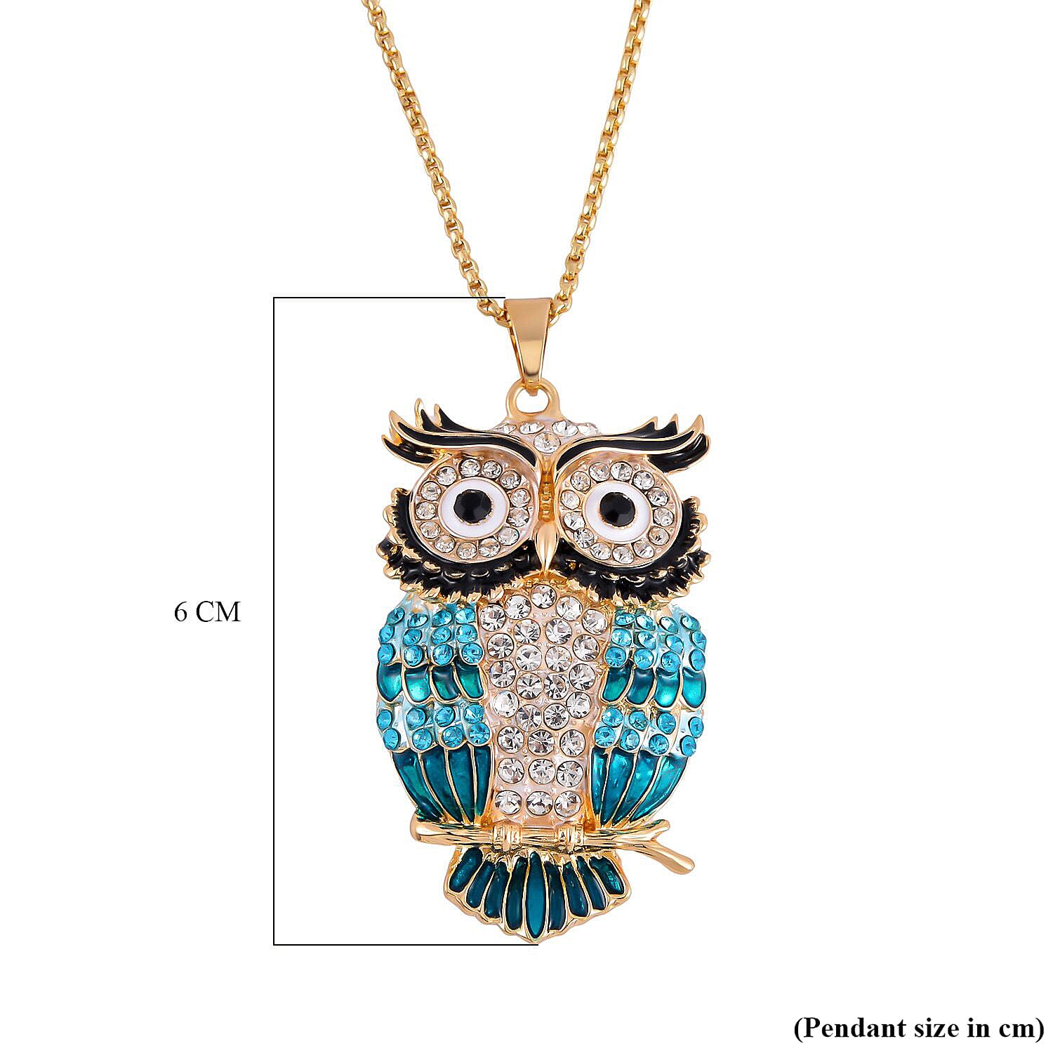 Close Out Deal-Blue & Multi Color Austrian Crystal Owl Necklace (Size - 24)