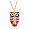 Close Out Deal- Multi Colour Austrian Crystal Enamelled Owl Necklace (Size - 24-2 Inch Ext.)