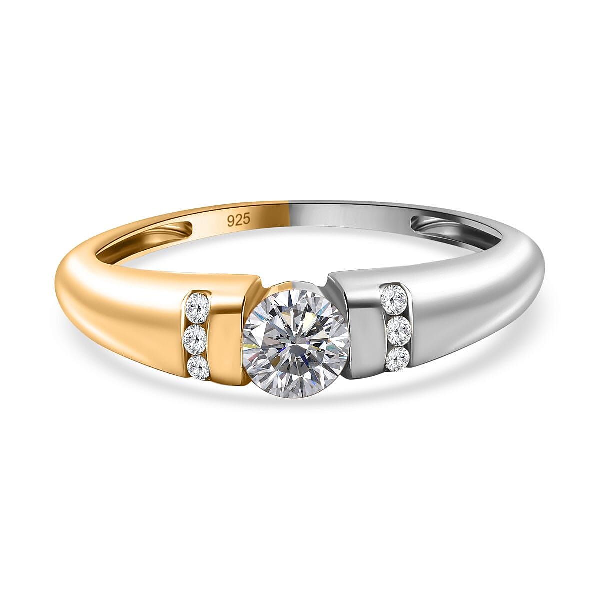 Moissanite Two Tone Ring in Sterling Silver 7662168 TJC