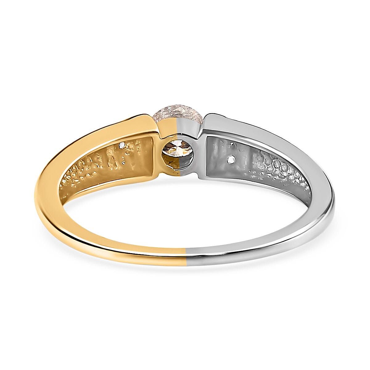 Moissanite Two Tone Ring in Sterling Silver