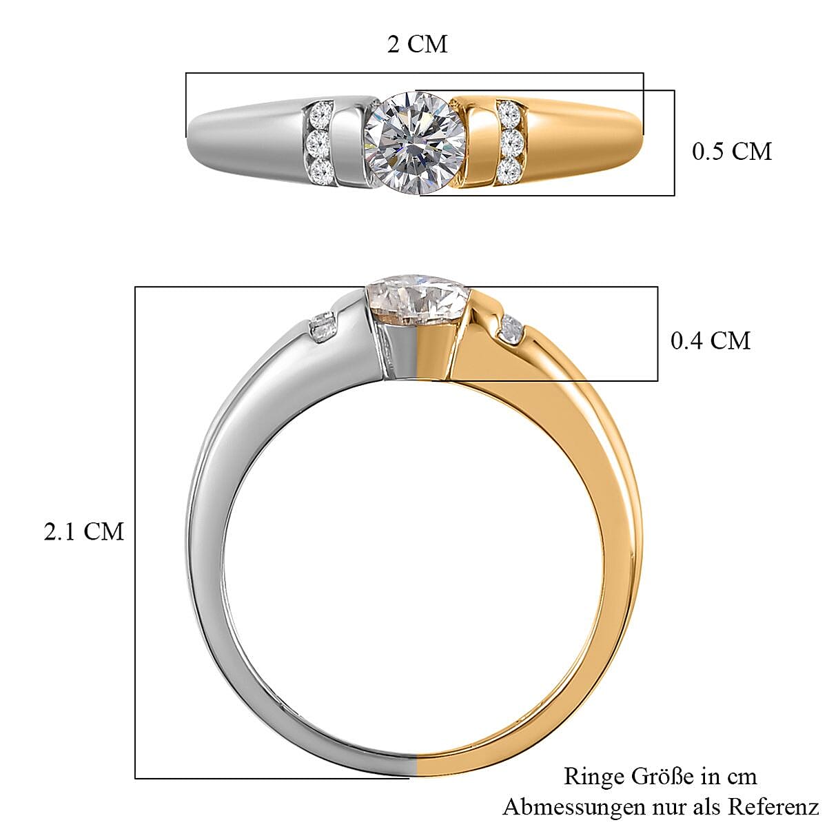 Moissanite Two Tone Ring in Sterling Silver