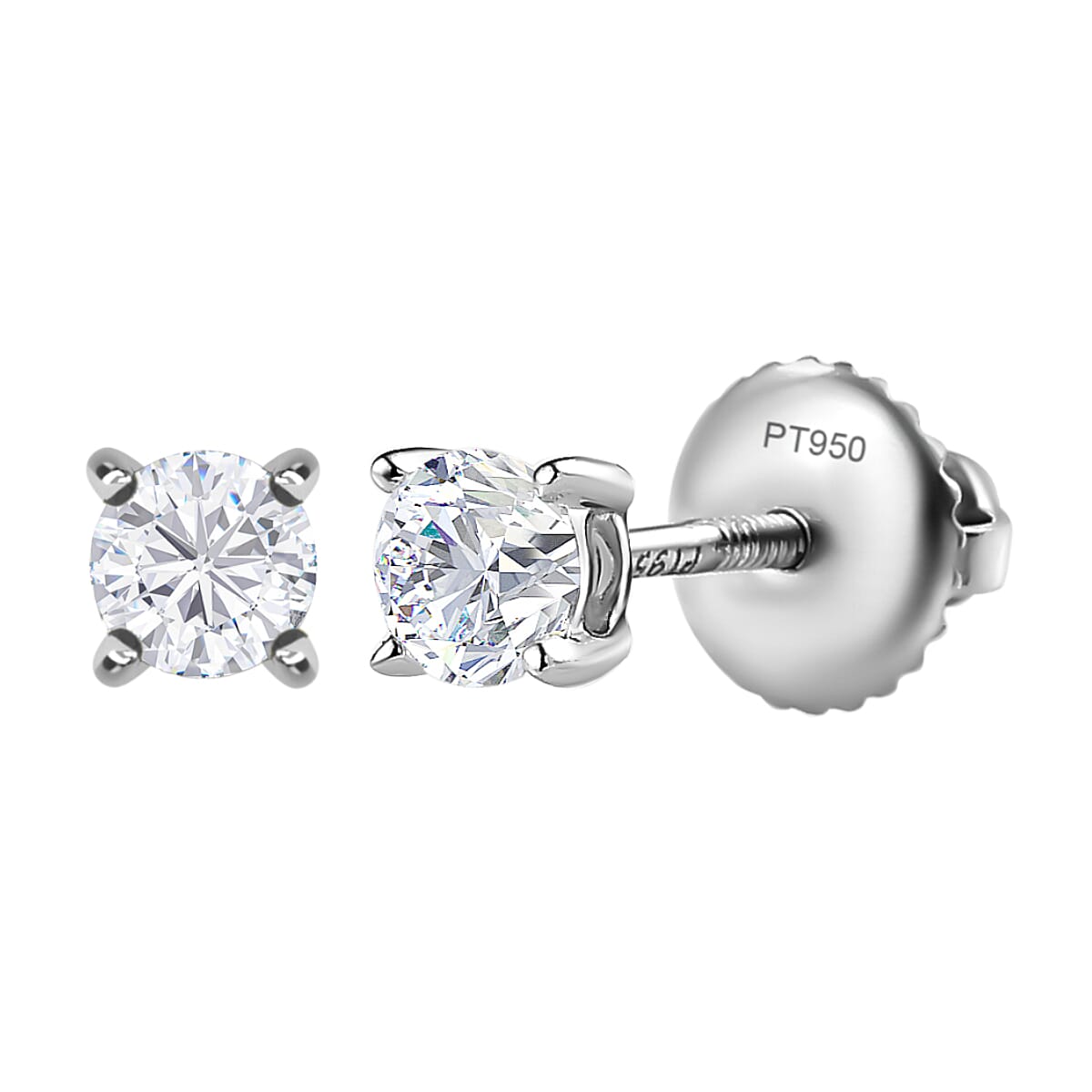 950 Platinum Certified (I1-I2-G-H) Diamond Stud Earrings 0.50 Ct.