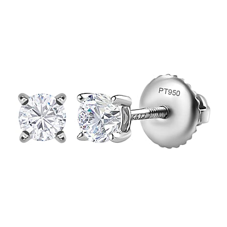 Doorbuster One Time Deal - 950 Platinum Certified (I1-I2-G-H) Diamond Stud Earrings 0.50 Ct.