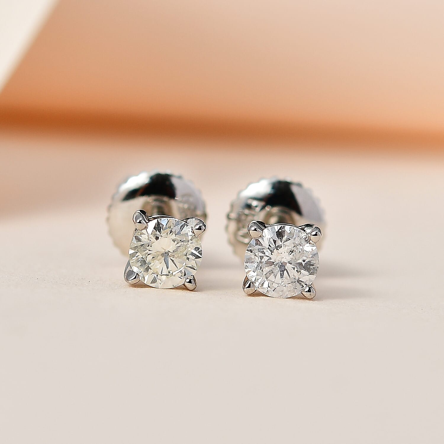 950 Platinum Certified (I1-I2-G-H) Diamond Stud Earrings 0.50 Ct.