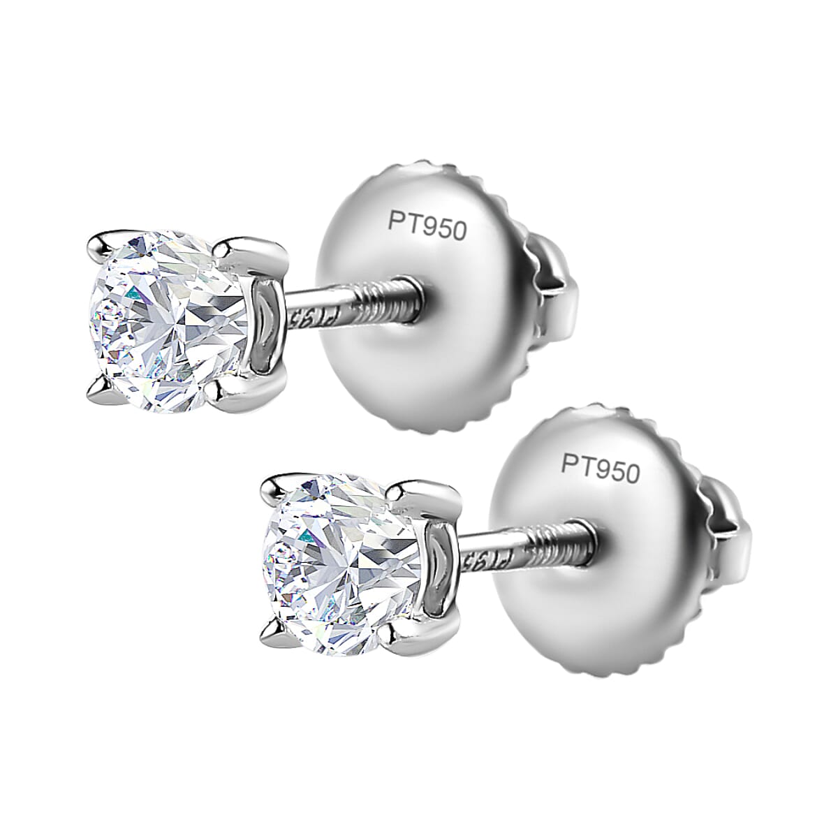 950 Platinum Certified (I1-I2-G-H) Diamond Stud Earrings 0.50 Ct.
