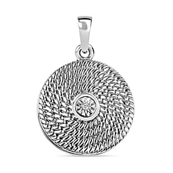 Designer Inspired - White Diamond Locket Pendant in 18K Vermeil YG Plated Sterling Silver