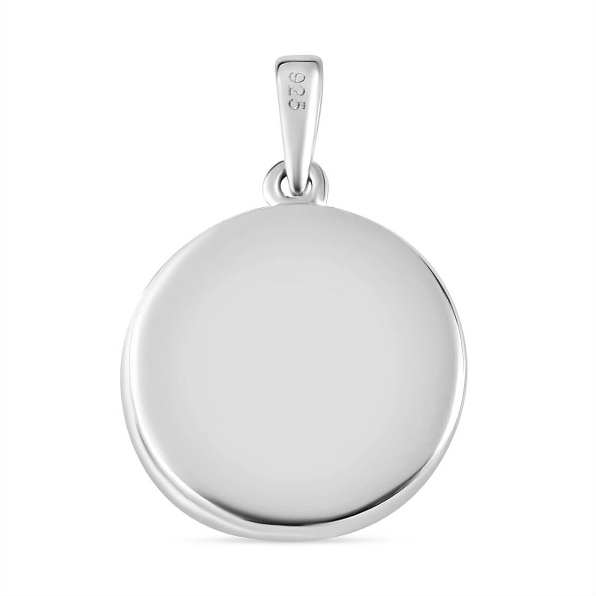 Designer Inspired -White Diamond Locket Pendant in Platinum Overlay Sterling Silver