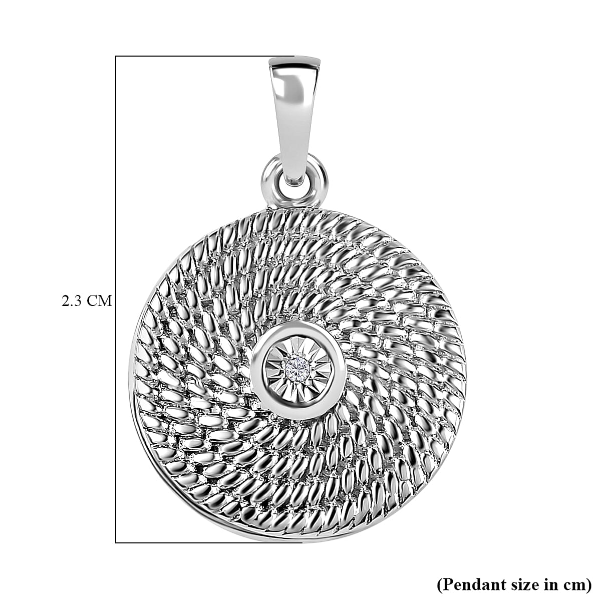 Designer Inspired -White Diamond Locket Pendant in Platinum Overlay Sterling Silver