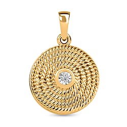 Designer Inspired - White Diamond Locket Pendant in 18K Vermeil YG Plated Sterling Silver