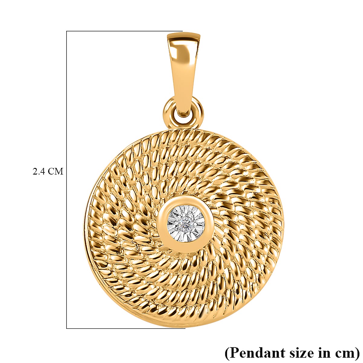 Designer Inspired - White Diamond Locket Pendant in 18K Vermeil YG Plated Sterling Silver