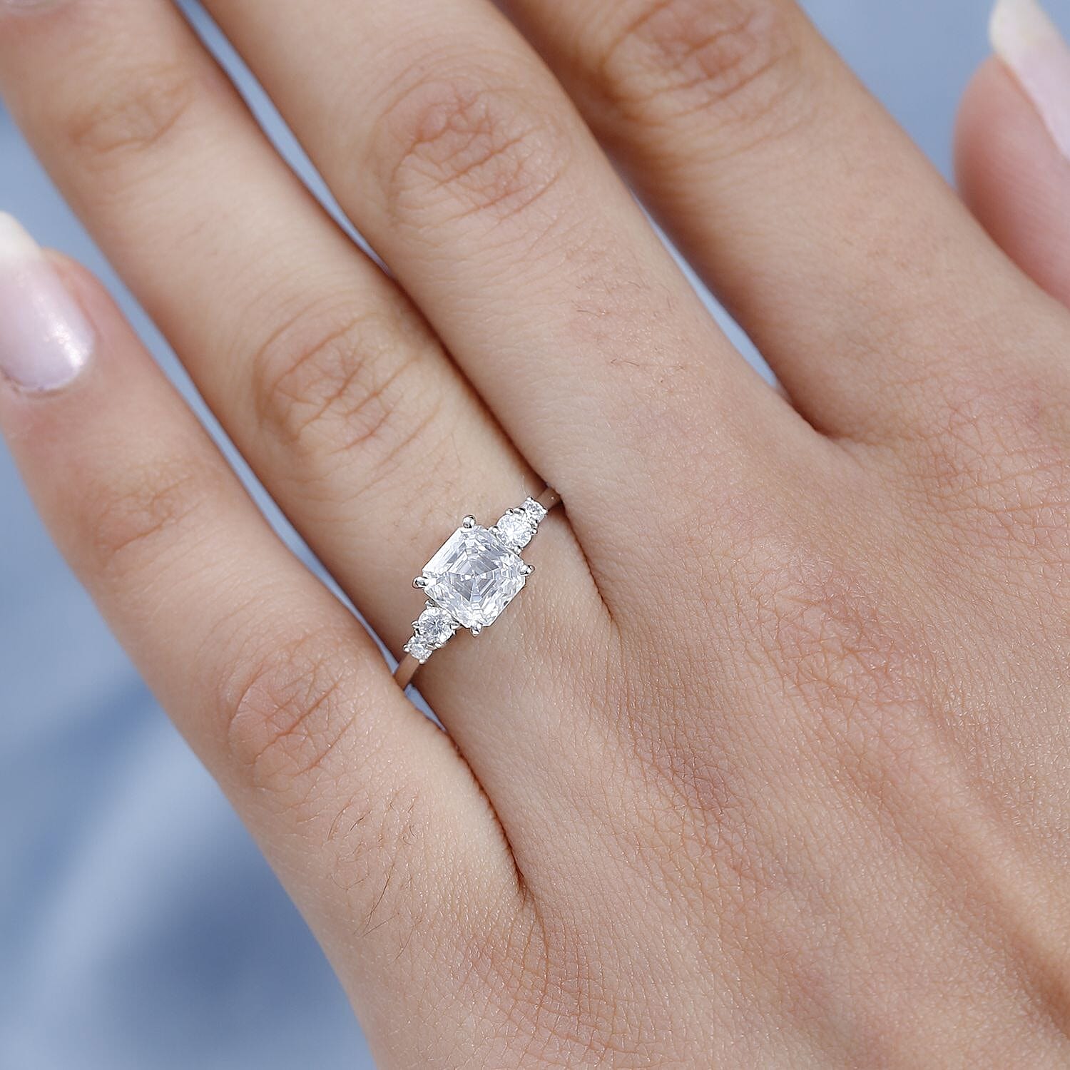 9K White Gold Moissanite Ring 1.34 Ct