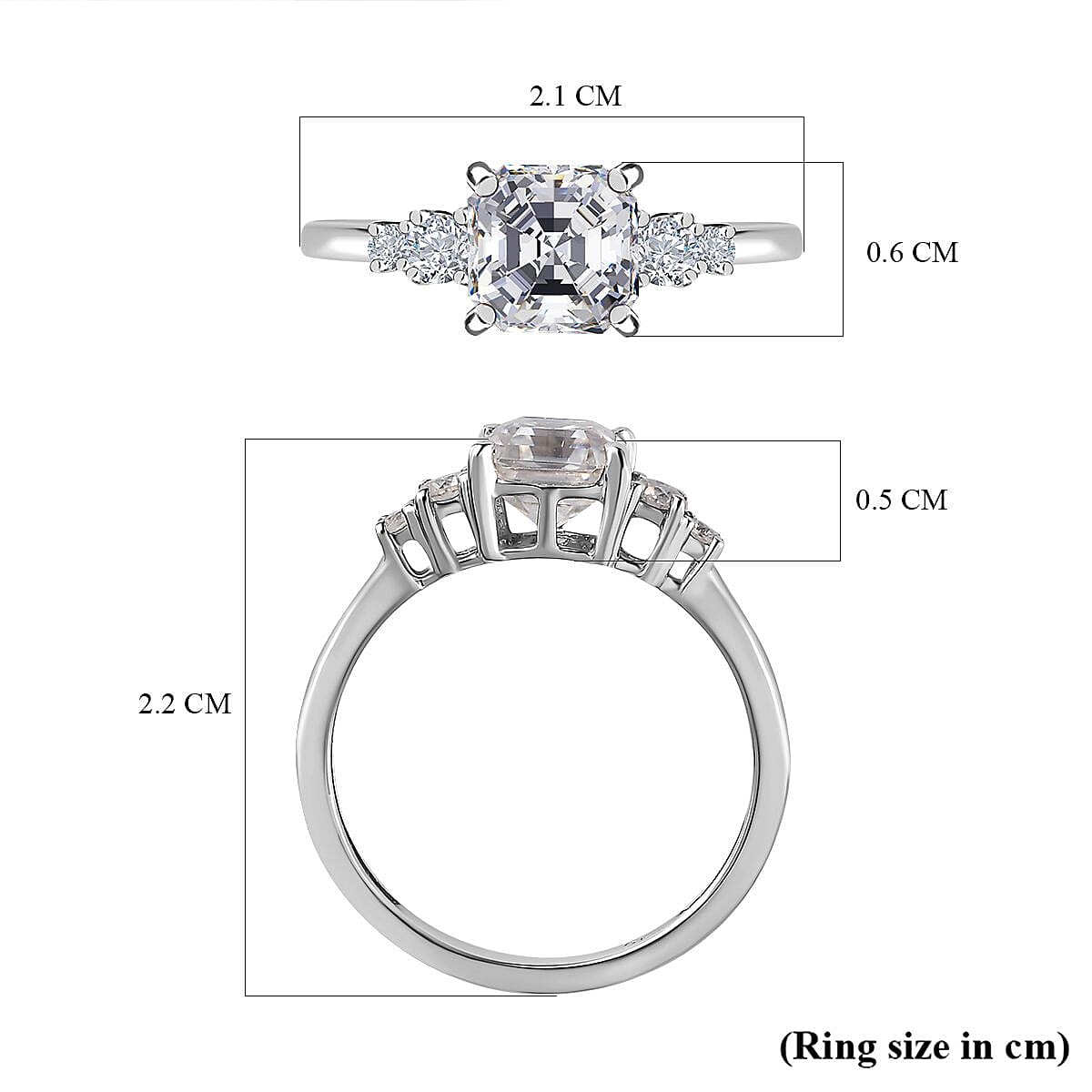 9K White Gold Moissanite Ring 1.34 Ct