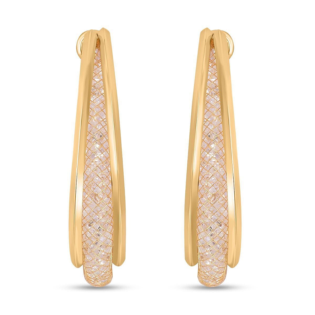 One Time Close Out- Austrian White Crystal Hoop Earrings