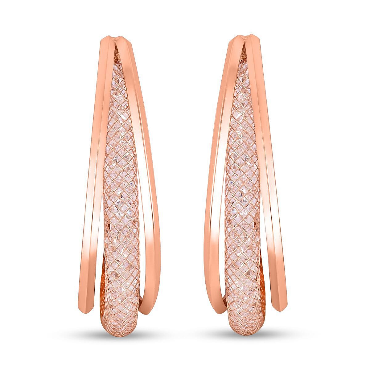 One Time Close Out- White Austrian Crystal Hoop Earrings