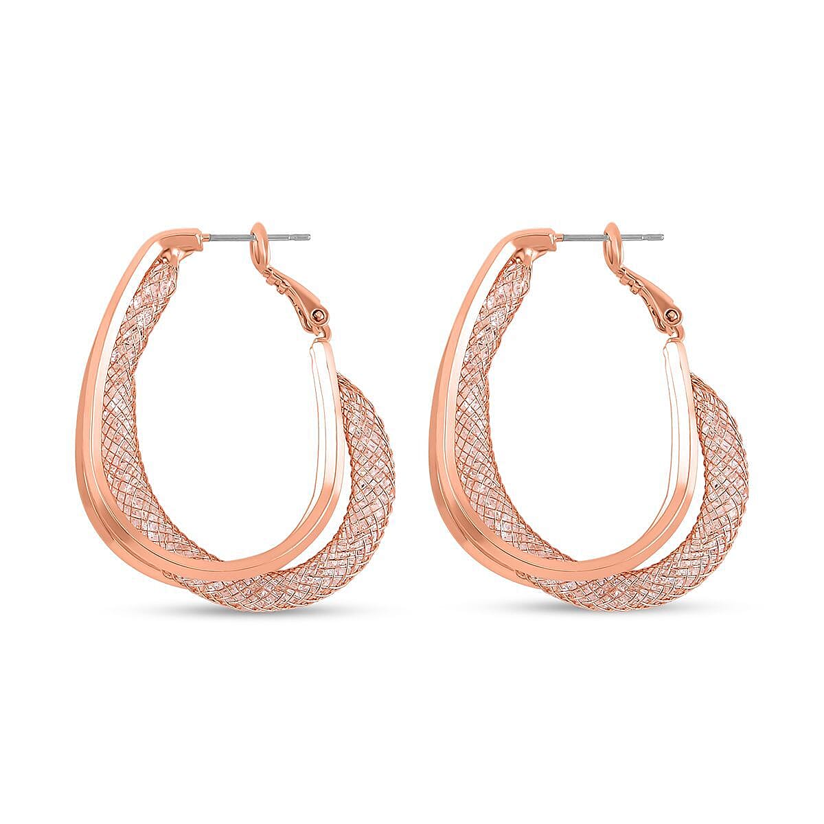 One Time Close Out- White Austrian Crystal Hoop Earrings