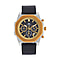 Majesty Multifunction Movement 3 ATM Water Resistant Watch with Black Leather Strap in Gold Tone