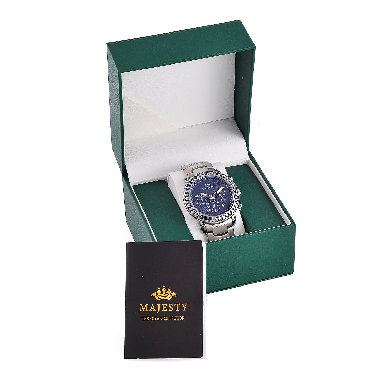 MAJESTY Multifunction Movement Blue Dial 3 ATM Water Resistant Watch with Stainless Steel Chain Strap in Silver Tone MAJESTY Multifunction Movement Blue Dial 3 ATM Water Resistant Watch with Stainless Steel Chain Strap in Silver Tone
