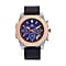 Majesty Multifunction Movement 3 ATM Water Resistant Watch with Black Leather Strap in Silver Tone