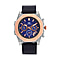 Majesty Multifunction Movement 3 ATM Water Resistant Watch with Black Leather Strap in Rose Gold Tone