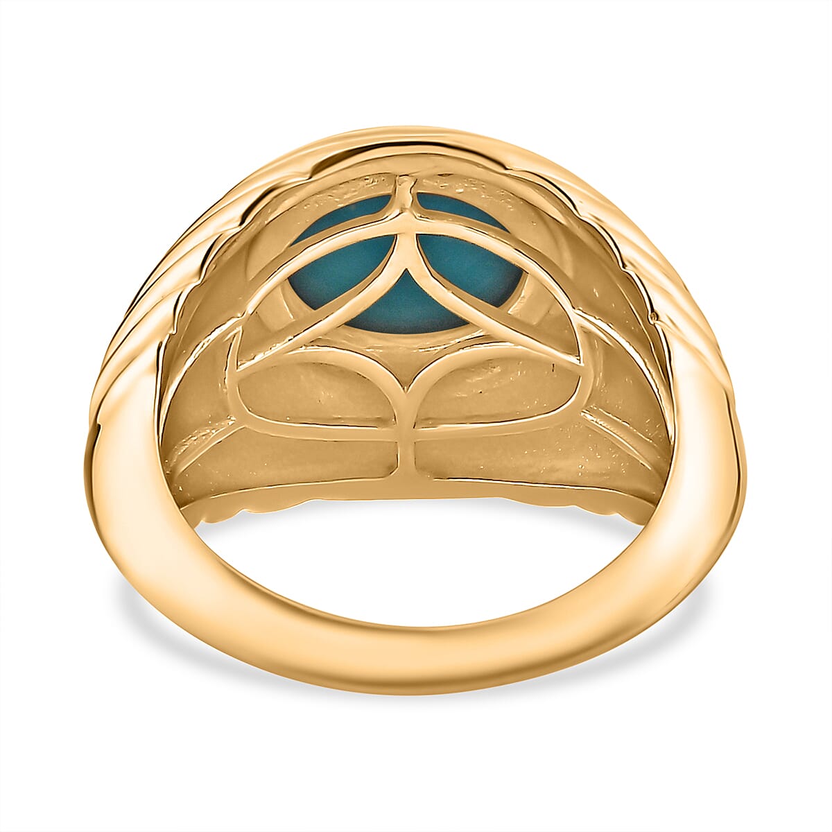 Arizona Sleeping Beauty Turquoise Solitaire Ring in 18K Yellow Gold Vermeil Plated Sterling Silver 1.67 Ct.