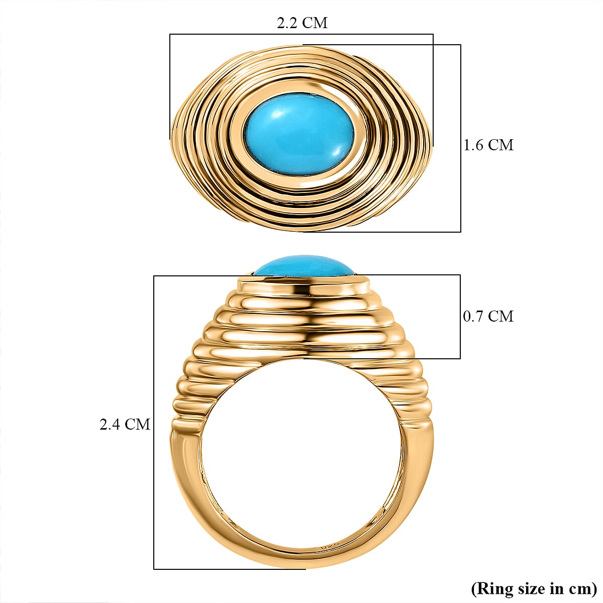 Arizona Sleeping Beauty Turquoise Solitaire Ring in 18K Yellow Gold Vermeil Plated Sterling Silver 1.67 Ct.