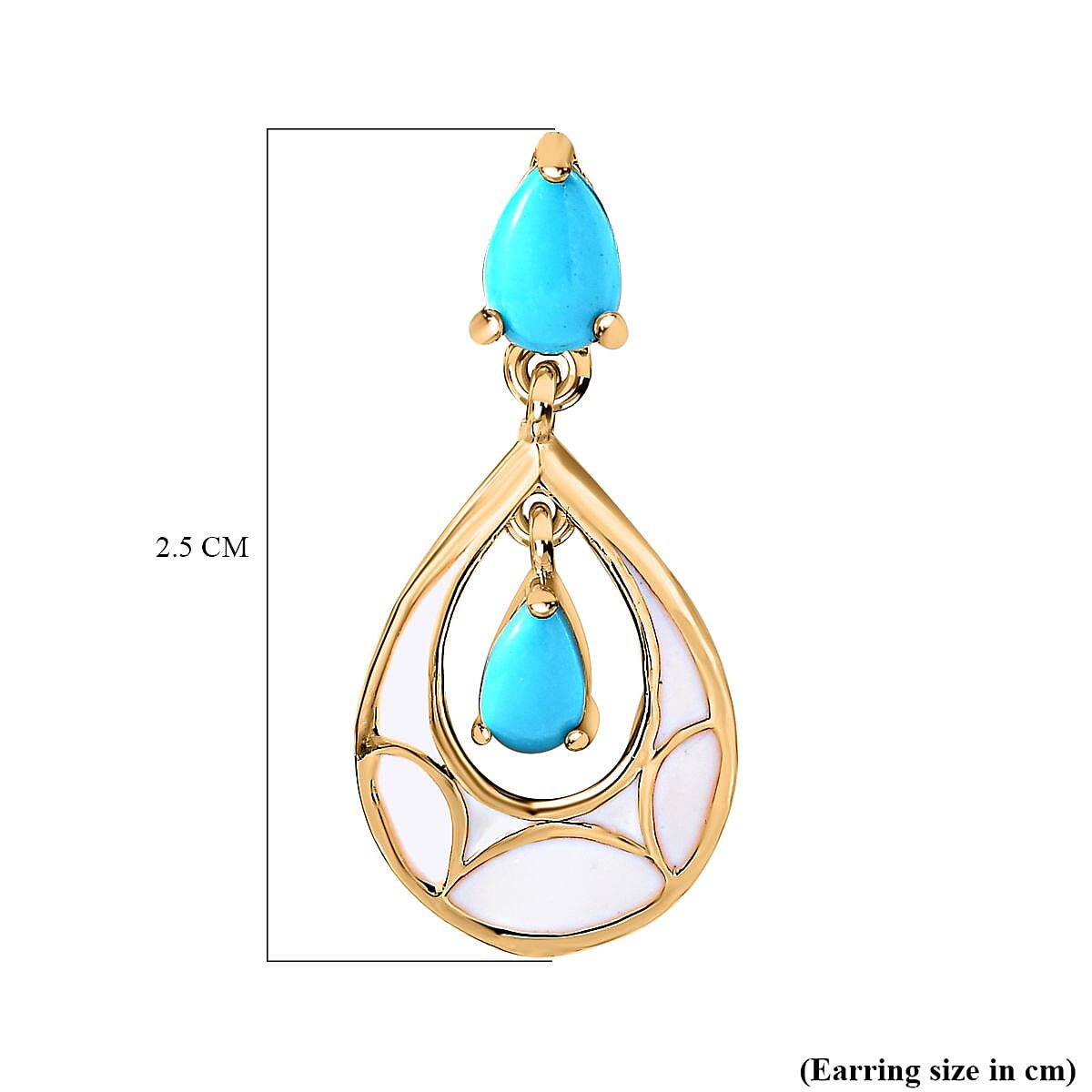 Arizona Sleeping Beauty Turquoise Earrings in 18K Yellow Gold Vermeil Plated Sterling Silver 1.44 Ct.