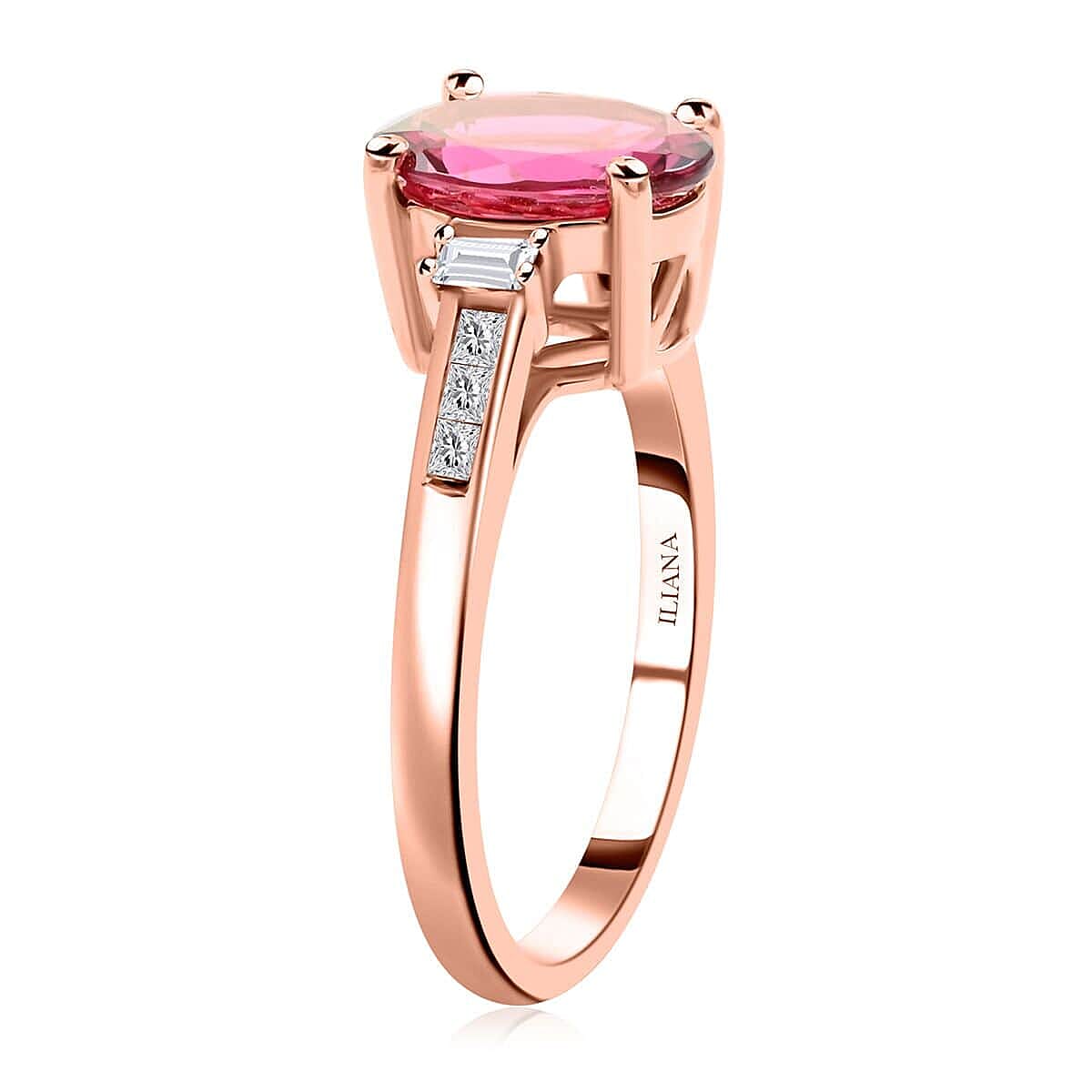 18K Rose Gold  AAA   Rubellite ,  White Diamond  SI Ring 2.25 ct,  Gold Wt. 3.51 Gms  2.250  Ct.