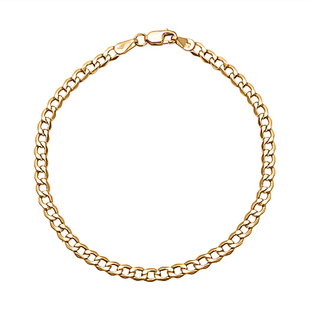 9K Yellow Gold Bevelled Flat Curb Bracelet (Size - 7.5)
