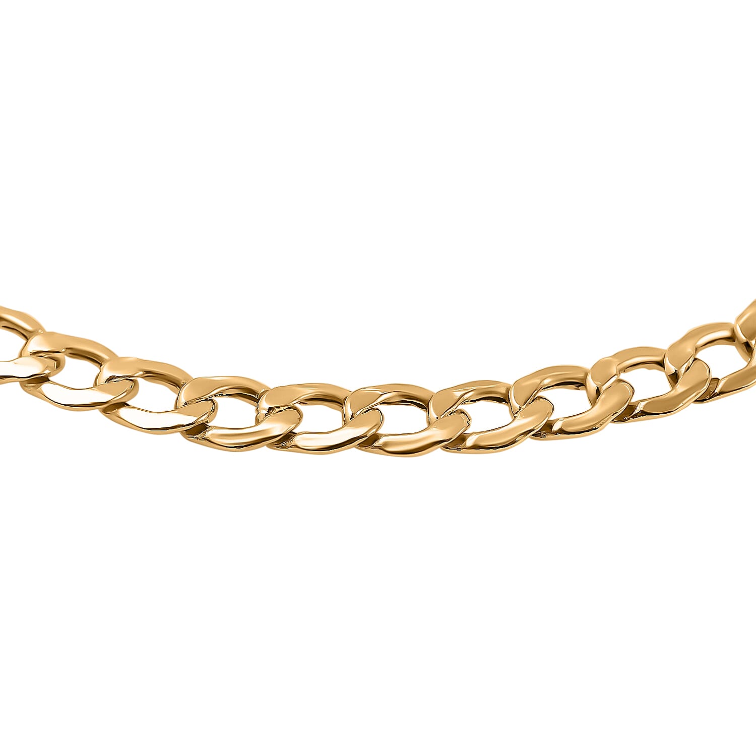 9K Yellow Gold Bevelled Flat Curb Bracelet (Size - 7.5)